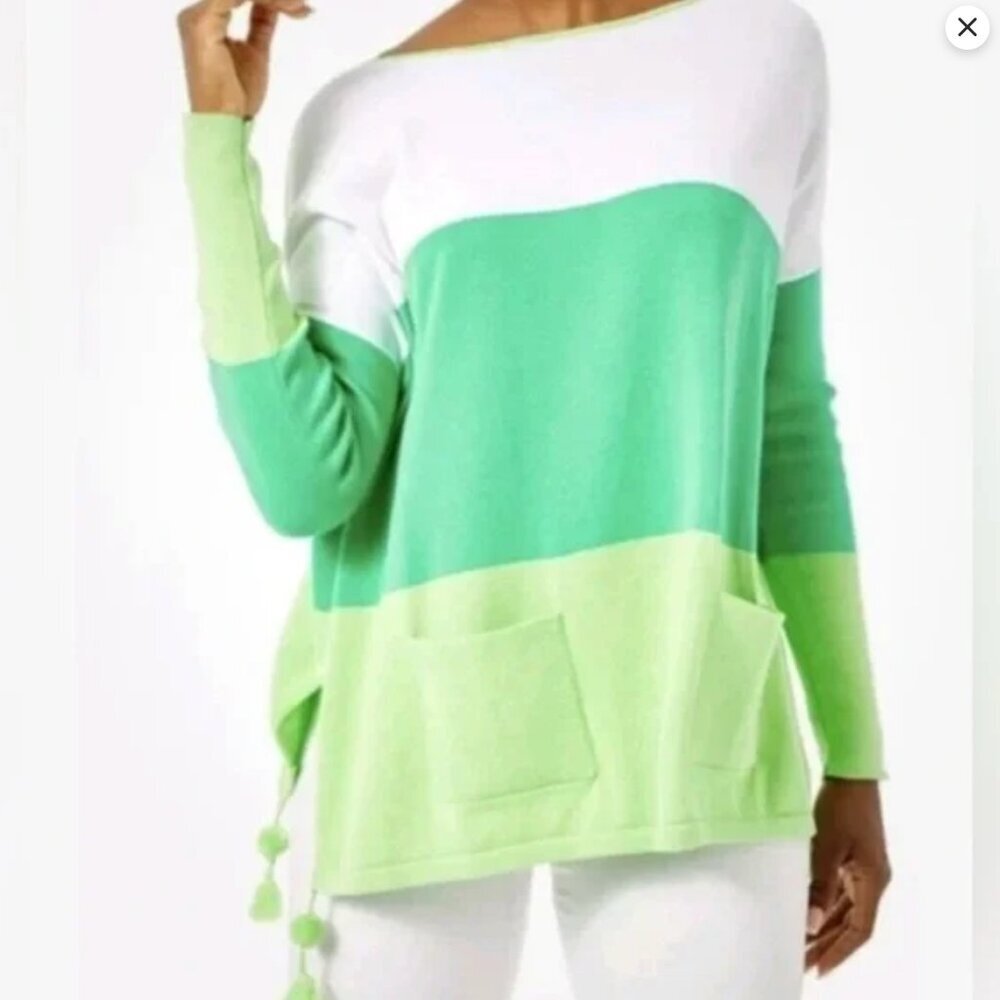 Myrtle Green Striped Oversized Westwood COOL MAX Pom Pom Tassel LILLY PULITZER